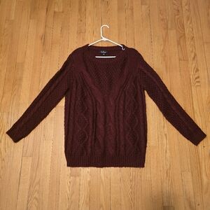 Lulus  Women's Deep Red V-Neck Sweater Size L